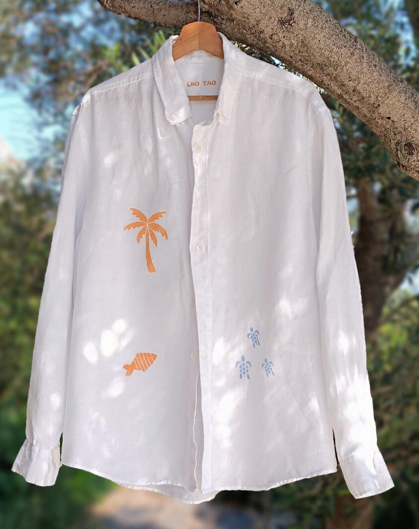 Linen shirts Korčula Linen shirts in Korčula boutique, locally printed Pomalo collection
